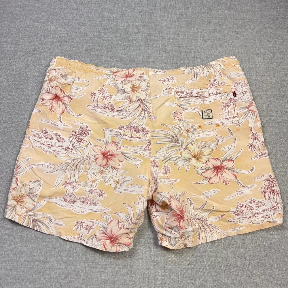 Tommy Bahama Swim Trunks Shorts Mens XL Beige Floral Lined Drawstring‎ Pockets